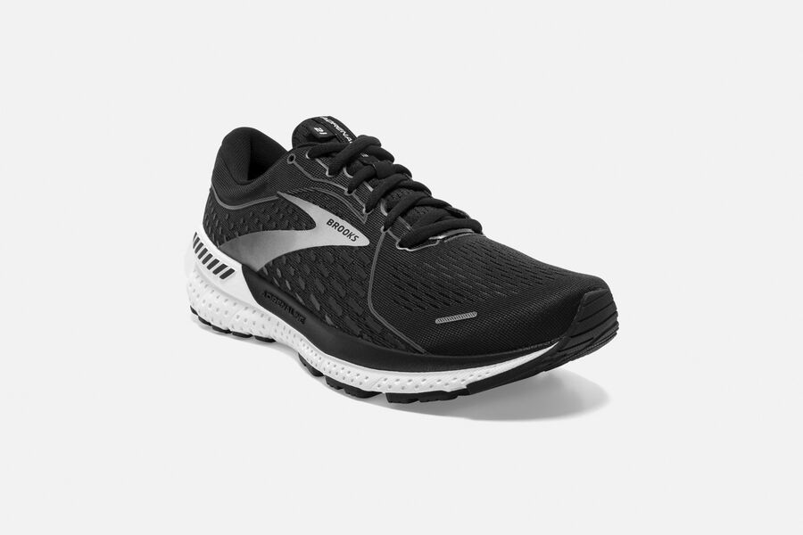 Brooks Israel Adrenaline GTS 21 Road Running Shoes Womens - Black/White - EBG-260379